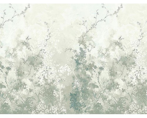 Панно Zambaiti Parati Satin Flowers IV Z66889 Винил на флизелине (3x5,1) Серый/Зеленый, Деревья