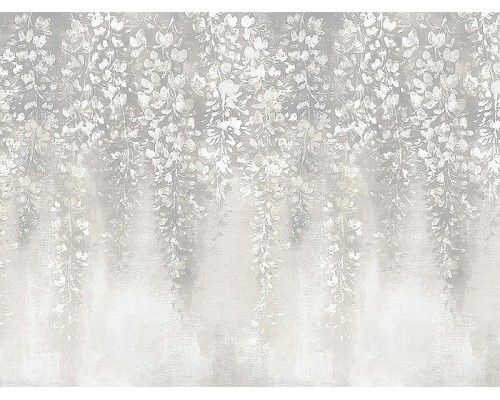 Панно Zambaiti Parati Satin Flowers IV Z66896 Винил на флизелине (3x5,1) Серый/Белый, Цветы