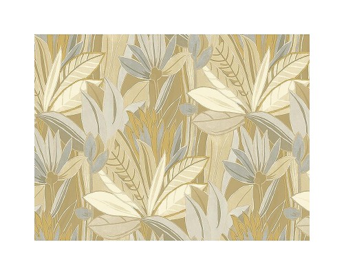 Панно Zambaiti Parati Satin Flowers IV Z66871 Винил на флизелине (3x5,1) Бежевый/Коричневый/Серый, Листья