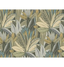 Панно Zambaiti Parati Satin Flowers IV Z66872 Винил на флизелине (3x5,1) Бежевый/Коричневый/Серый/Синий, Листья