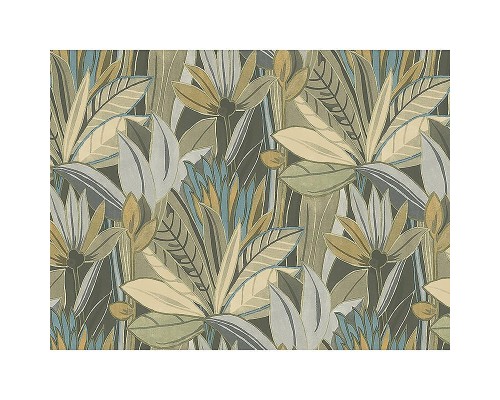 Панно Zambaiti Parati Satin Flowers IV Z66872 Винил на флизелине (3x5,1) Бежевый/Коричневый/Серый/Синий, Листья