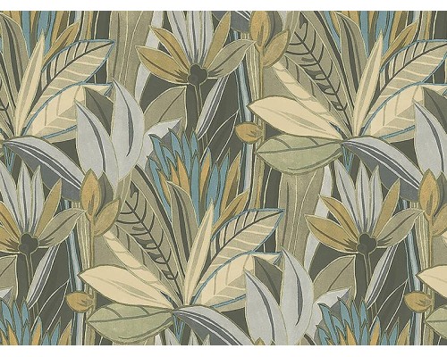 Панно Zambaiti Parati Satin Flowers IV Z66872 Винил на флизелине (3x5,1) Бежевый/Коричневый/Серый/Синий, Листья