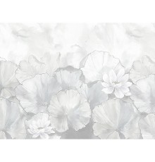 Панно Zambaiti Parati Satin Flowers IV Z66874 Винил на флизелине (3x5,1) Серый/Голубой, Листья/Цветы