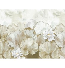 Панно Zambaiti Parati Satin Flowers IV Z66875 Винил на флизелине (3x5,1) Бежевый/Коричневый, Листья/Цветы