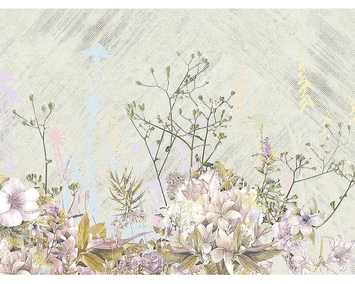 Панно Zambaiti Parati Satin Flowers IV Z66879 Винил на флизелине (3x5,1) Разноцветный, Цветы/Листья