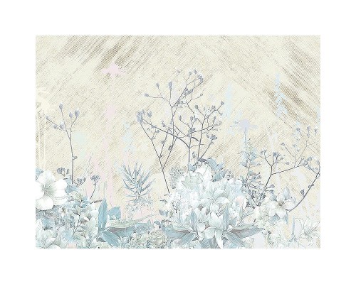 Панно Zambaiti Parati Satin Flowers IV Z66880 Винил на флизелине (3x5,1) Бежевый/Голубой/Синий, Цветы/Листья