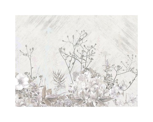 Панно Zambaiti Parati Satin Flowers IV Z66881 Винил на флизелине (3x5,1) Бежевый/Розовый/Серый, Цветы/Листья