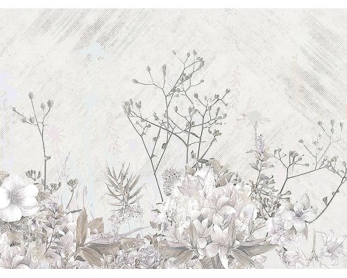 Панно Zambaiti Parati Satin Flowers IV Z66881 Винил на флизелине (3x5,1) Бежевый/Розовый/Серый, Цветы/Листья