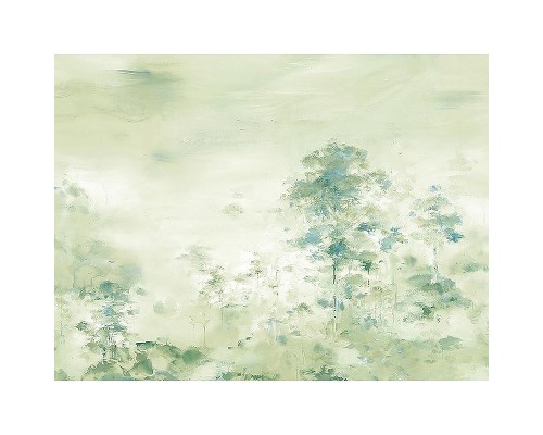 Панно Zambaiti Parati Satin Flowers IV Z66884 Винил на флизелине (3x5,1) Зеленый/Бирюзовый, Пейзаж/Деревья