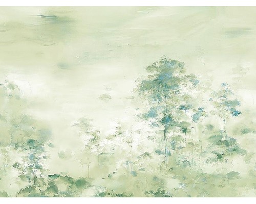 Панно Zambaiti Parati Satin Flowers IV Z66884 Винил на флизелине (3x5,1) Зеленый/Бирюзовый, Пейзаж/Деревья