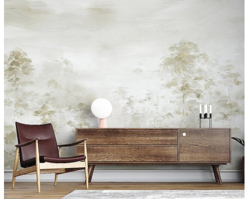 Панно Zambaiti Parati Satin Flowers IV Z66884 Винил на флизелине (3x5,1) Зеленый/Бирюзовый, Пейзаж/Деревья