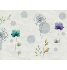 Панно Zambaiti Parati Satin Flowers IV Z66885 Винил на флизелине (3x5,1) Серый/Зеленый/Фиолетовый, Круги/Листья/Цветы