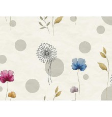 Панно Zambaiti Parati Satin Flowers IV Z66886 Винил на флизелине (3x5,1) Белый/Разноцветный, Круги/Листья/Цветы