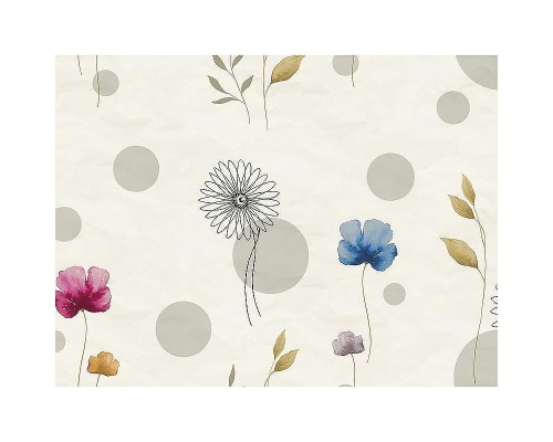 Панно Zambaiti Parati Satin Flowers IV Z66886 Винил на флизелине (3x5,1) Белый/Разноцветный, Круги/Листья/Цветы