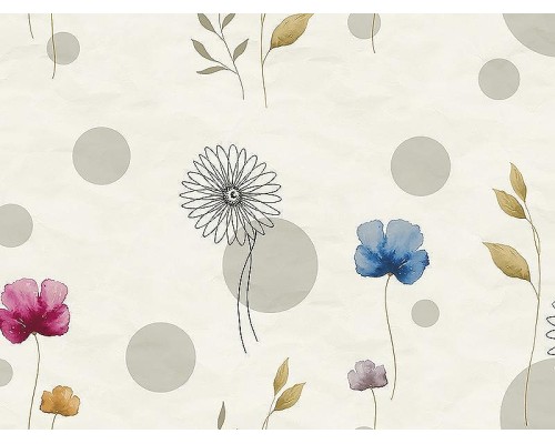 Панно Zambaiti Parati Satin Flowers IV Z66886 Винил на флизелине (3x5,1) Белый/Разноцветный, Круги/Листья/Цветы