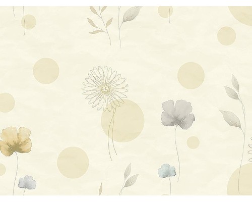 Панно Zambaiti Parati Satin Flowers IV Z66887 Винил на флизелине (3x5,1) Бежевый/Серый/Коричневый, Круги/Листья/Цветы