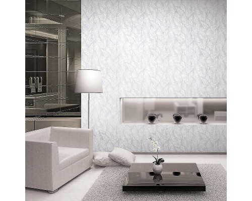 Обои Fipar Brilla R 23502 Винил на флизелине (1,06x10,05) Белый/Серебряный, Мрамор/Штукатурка