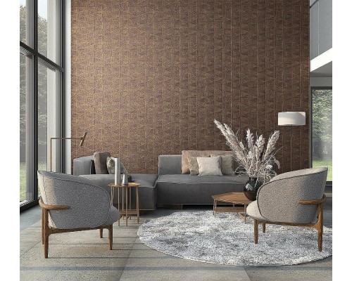 Обои Marburg Travertino 33060 Винил на флизелине (1,06x10,05) Коричневый/Серый, Геометрия/Ромб/Под дерево