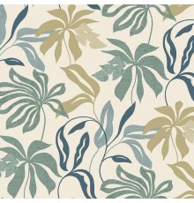 Обои Grandeco Universe 4 UR 3410 Винил на флизелине (1,06x10,05) Бежевый/Синий/Зеленый, Листья/Рогожка