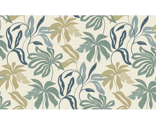 Обои Grandeco Universe 4 UR 3410 Винил на флизелине (1,06x10,05) Бежевый/Синий/Зеленый, Листья/Рогожка