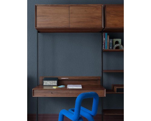 Обои Grandeco Atmosphere AT1024 Винил на флизелине (0,53x10,05) Синий, Рогожка