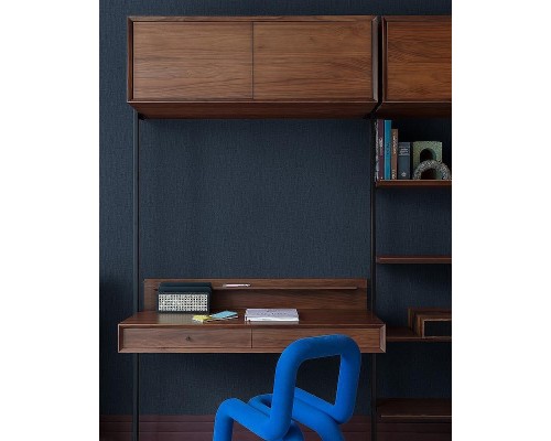 Обои Grandeco Atmosphere AT1025 Винил на флизелине (0,53x10,05) Синий, Рогожка