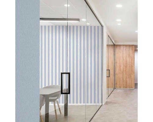 Обои Grandeco Atmosphere AT4023 Винил на флизелине (0,53x10,05) Голубой/Бежевый, Полоса/Рогожка