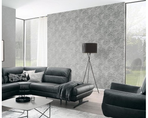 Обои Marburg Memoria 30354 Винил на флизелине (1,06x10,05) Белый/Бежевый/Серебряный, Геометрия/Штукатурка