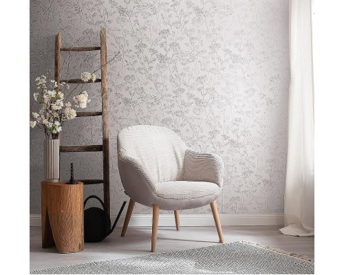 Обои Marburg Memoria 30370 Винил на флизелине (1,06x10,05) Бежевый/Серый, Рогожка/Цветы