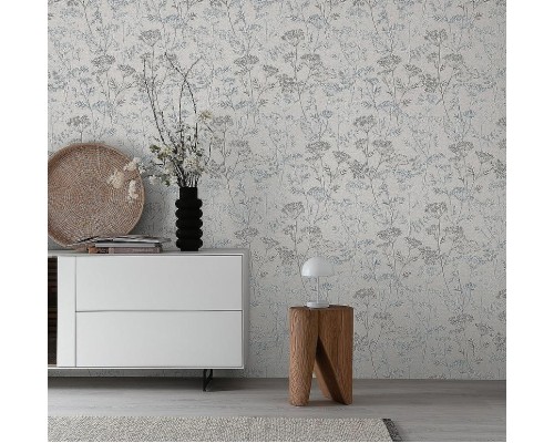 Обои Marburg Memoria 30371 Винил на флизелине (1,06x10,05) Бежевый/Бирюзовый/Коричневый, Рогожка/Цветы