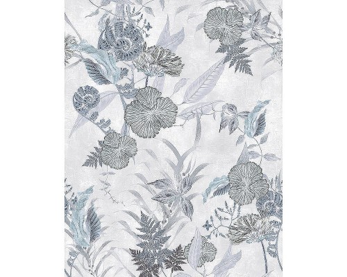 Панно Marburg Memoria 34303 Винил на флизелине (2,12x2,7) Серый/Зеленый/Синий, Листья/Цветы