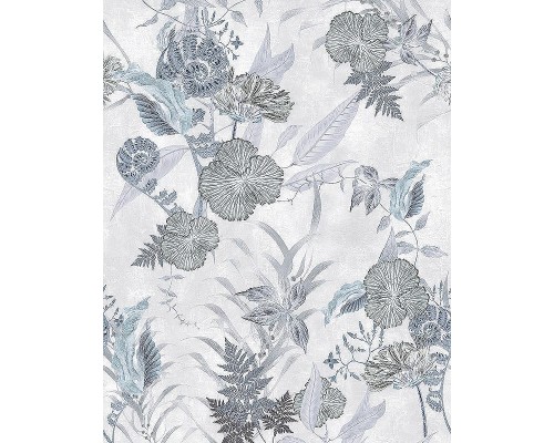 Панно Marburg Memoria 34303 Винил на флизелине (2,12x2,7) Серый/Зеленый/Синий, Листья/Цветы