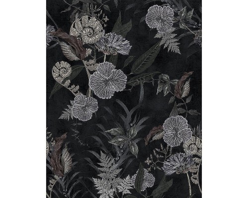 Панно Marburg Memoria 34304 Винил на флизелине (2,12x2,7) Черный/Серый/Зеленый, Листья/Цветы