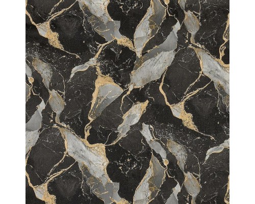 Обои Fipar Gold R 23601 Винил на флизелине (1,06x10,05) Серый/Золото/Черный, Мрамор