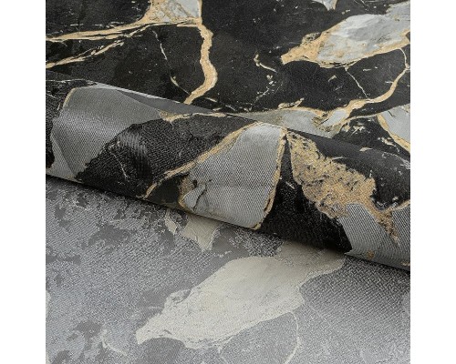 Обои Fipar Gold R 23601 Винил на флизелине (1,06x10,05) Серый/Золото/Черный, Мрамор