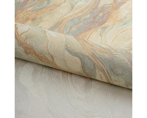 Обои Fipar Gold R 23618 Винил на флизелине (1,06x10,05) Бежевый/Зеленый/Золото/Сиреневый, Мрамор/Цветы