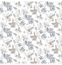 Обои Marburg Flora 47468 Винил на флизелине (0,53x10,05) Белый/Серый/Бежевый, Листья/Цветы