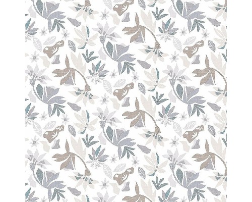Обои Marburg Flora 47468 Винил на флизелине (0,53x10,05) Белый/Серый/Бежевый, Листья/Цветы
