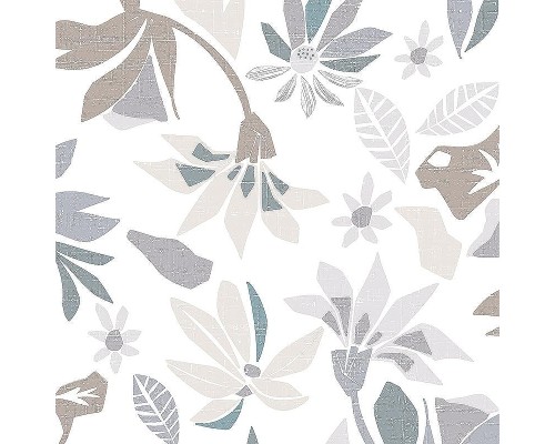 Обои Marburg Flora 47468 Винил на флизелине (0,53x10,05) Белый/Серый/Бежевый, Листья/Цветы
