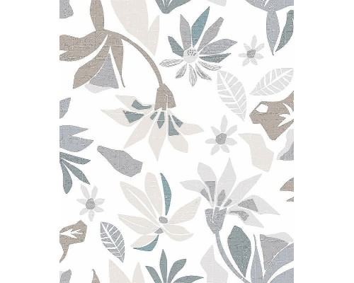 Обои Marburg Flora 47468 Винил на флизелине (0,53x10,05) Белый/Серый/Бежевый, Листья/Цветы