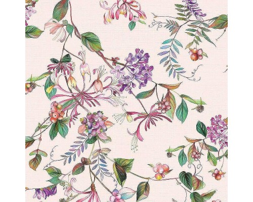 Обои Marburg Flora 47457 Винил на флизелине (0,53x10,05) Фиолетовый/Розовый/Зеленый, Листья/Цветы
