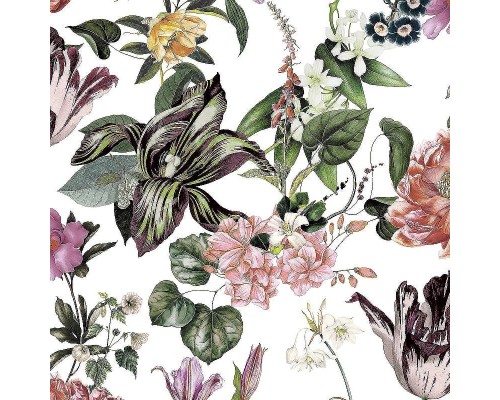 Обои Marburg Flora 47458 Винил на флизелине (0,53x10,05) Белый/Разноцветный, Цветы