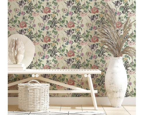 Обои Marburg Flora 47458 Винил на флизелине (0,53x10,05) Белый/Разноцветный, Цветы