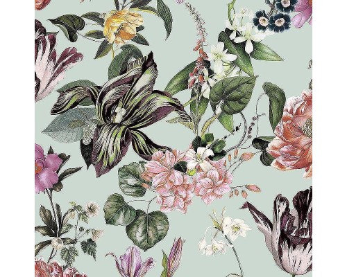 Обои Marburg Flora 47459 Винил на флизелине (0,53x10,05) Розовый/Желтый/Зеленый, Листья/Цветы