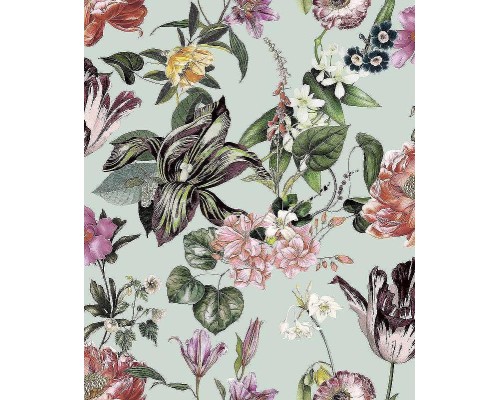 Обои Marburg Flora 47459 Винил на флизелине (0,53x10,05) Розовый/Желтый/Зеленый, Листья/Цветы