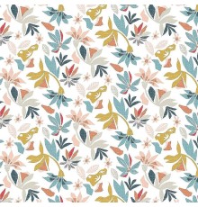 Обои Marburg Flora 47467 Винил на флизелине (0,53x10,05) Разноцветный, Листья/Цветы