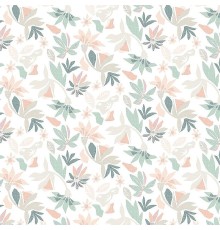 Обои Marburg Flora 47469 Винил на флизелине (0,53x10,05) Бежевый/Зеленый/Оранжевый, Листья/Цветы