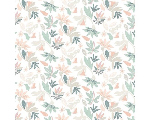 Обои Marburg Flora 47469 Винил на флизелине (0,53x10,05) Бежевый/Зеленый/Оранжевый, Листья/Цветы