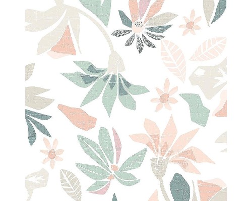 Обои Marburg Flora 47469 Винил на флизелине (0,53x10,05) Бежевый/Зеленый/Оранжевый, Листья/Цветы