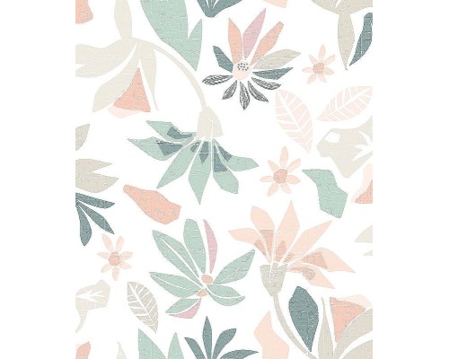 Обои Marburg Flora 47469 Винил на флизелине (0,53x10,05) Бежевый/Зеленый/Оранжевый, Листья/Цветы
